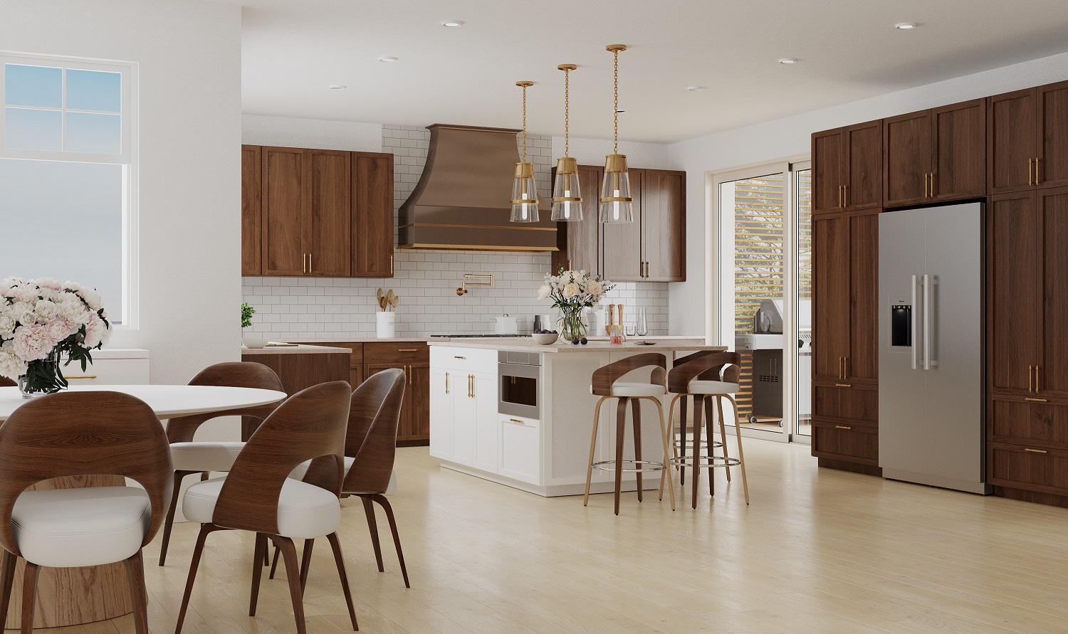Custom alder kitchen cabinetry with dark finish